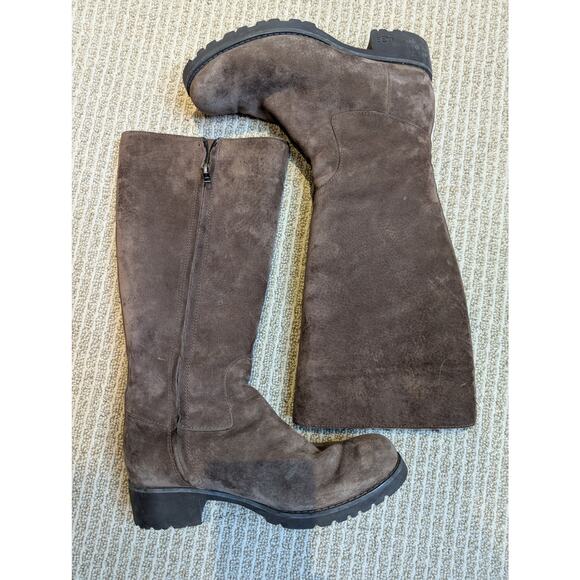 UGG Australia Suede Knee High Boots Chocolate Brown Zip Side Women Size 8 - Picture 2 of 5